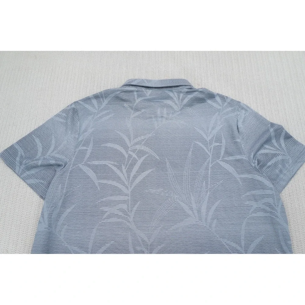 Nat Nast Shirt Mens 2XL XXL Gray Hawaiian Floral Print Short Sleeve Golf Polo